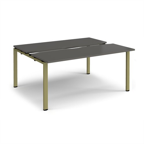 Adapt sliding top back to back desks 1600mm x 1200mm - green frame, storm grey top