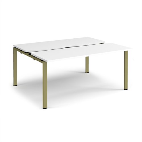 Adapt sliding top back to back desks 1600mm x 1200mm - green frame, white top