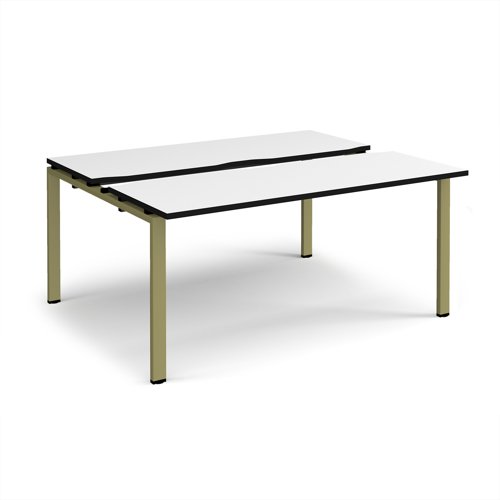Adapt sliding top back to back desks 1600mm x 1200mm - green frame, white top, black edge