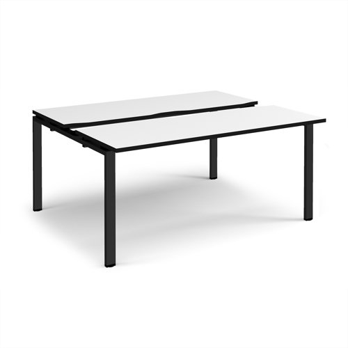 Adapt sliding top back to back desks 1600mm x 1200mm - black frame, white top, black edge