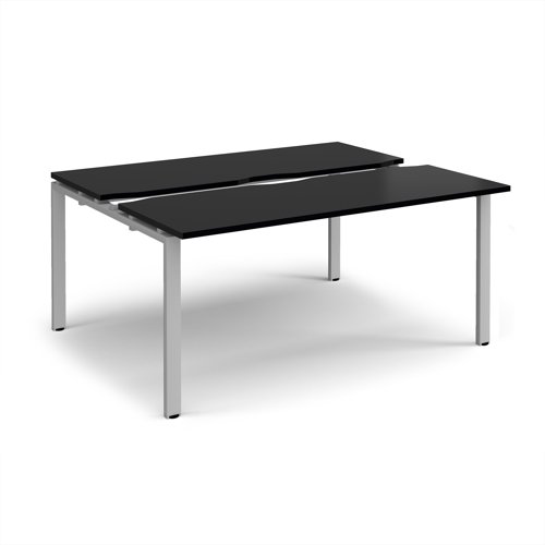 Adapt sliding top back to back desks 1600mm x 1200mm - silver frame, black top
