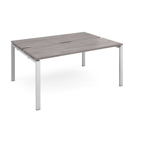 Adapt sliding top back to back desks 1600mm x 1200mm - silver frame, grey oak top