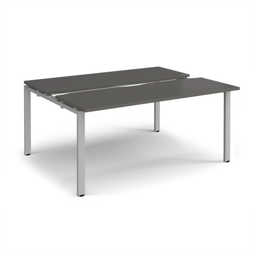 Adapt sliding top back to back desks 1600mm x 1200mm - silver frame, storm grey top