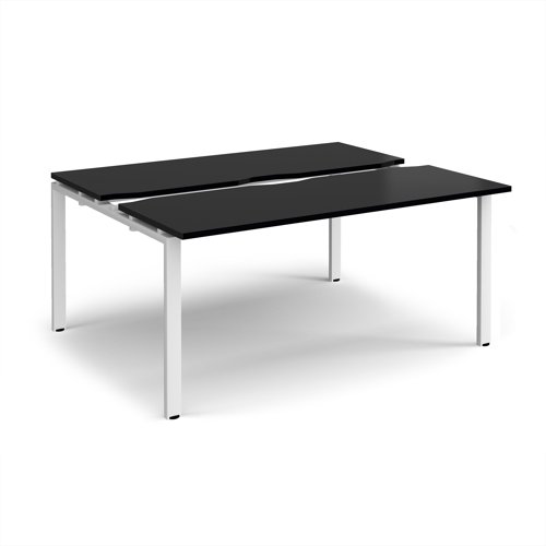 Adapt sliding top back to back desks 1600mm x 1200mm - white frame, black top