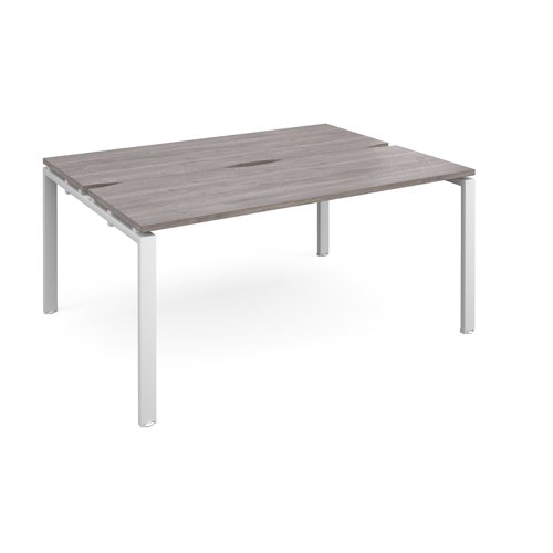 Adapt sliding top back to back desks 1600mm x 1200mm - white frame, grey oak top