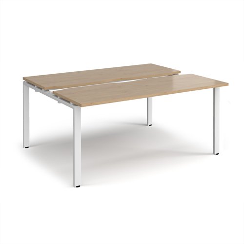 Adapt sliding top back to back desks 1600mm x 1200mm - white frame, kendal oak top
