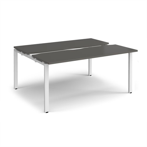 Adapt sliding top back to back desks 1600mm x 1200mm - white frame, storm grey top