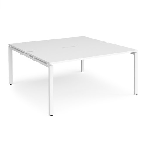 Adapt sliding top back to back desks 1600mm x 1200mm - white frame, white top