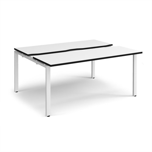 Adapt sliding top back to back desks 1600mm x 1200mm - white frame, white top, black edge