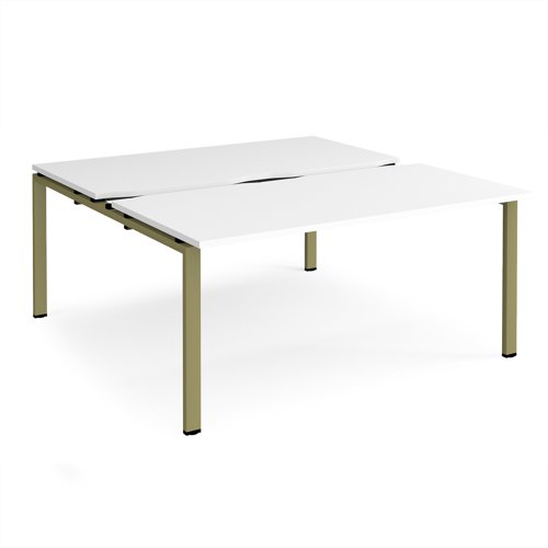 Adapt sliding top back to back desks 1600mm x 1600mm - green frame, white top