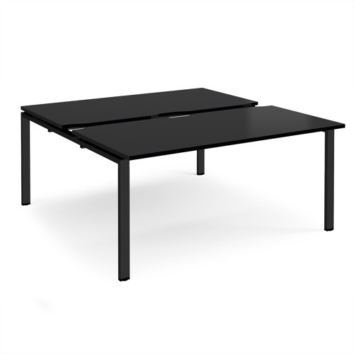 Adapt sliding top back to back desks 1600mm x 1600mm - black frame, black top
