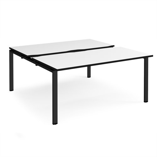 Adapt sliding top back to back desks 1600mm x 1600mm - black frame, white top, black edge