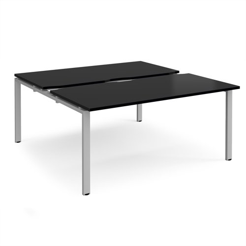 Adapt sliding top back to back desks 1600mm x 1600mm - silver frame, black top