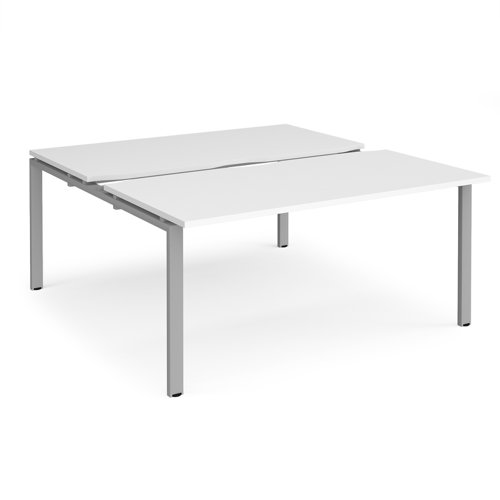 Adapt sliding top back to back desks 1600mm x 1600mm - silver frame, white top