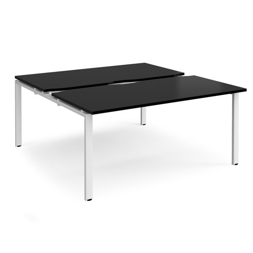 Adapt sliding top back to back desks 1600mm x 1600mm - white frame, black top
