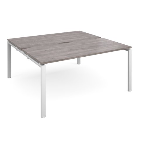 Adapt sliding top back to back desks 1600mm x 1600mm - white frame, grey oak top