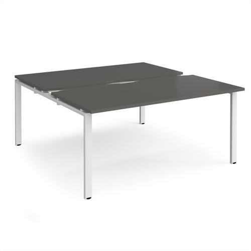 Adapt sliding top back to back desks 1600mm x 1600mm - white frame, storm grey top