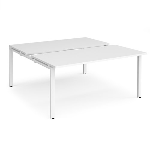 Adapt sliding top back to back desks 1600mm x 1600mm - white frame, white top