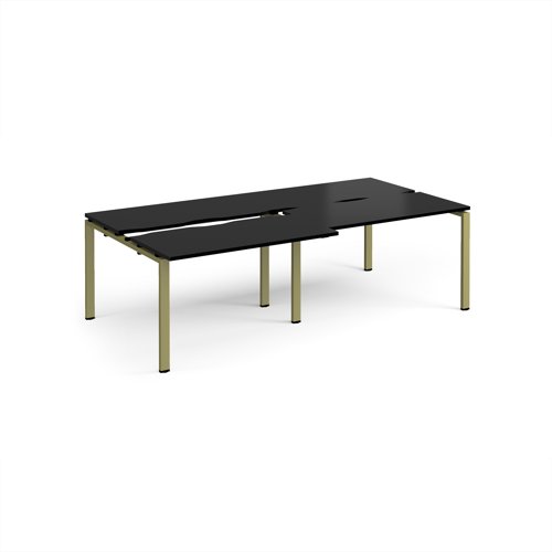 Adapt sliding top double back to back desks 2400mm x 1200mm - green frame, black top