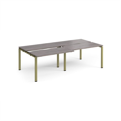 Adapt sliding top double back to back desks 2400mm x 1200mm - green frame, grey oak top