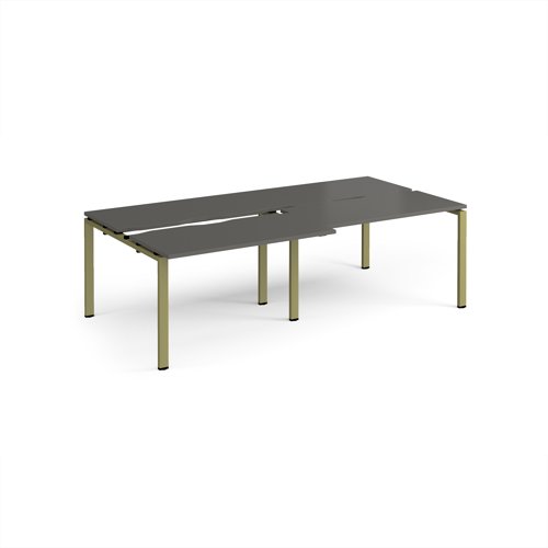 Adapt sliding top double back to back desks 2400mm x 1200mm - green frame, storm grey top