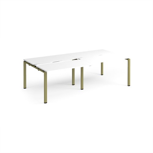 Adapt sliding top double back to back desks 2400mm x 1200mm - green frame, white top