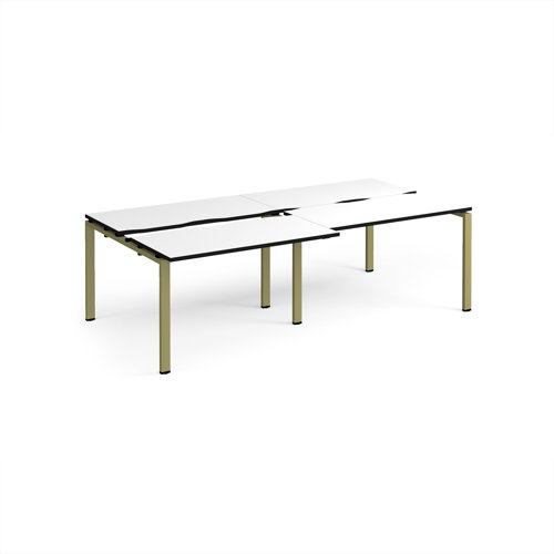 Adapt sliding top double back to back desks 2400mm x 1200mm - green frame, white top, black edge