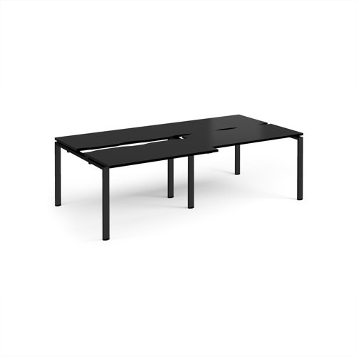 Adapt sliding top double back to back desks 2400mm x 1200mm - black frame, black top
