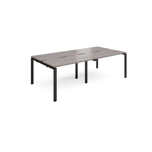 Adapt sliding top double back to back desks 2400mm x 1200mm - black frame, grey oak top