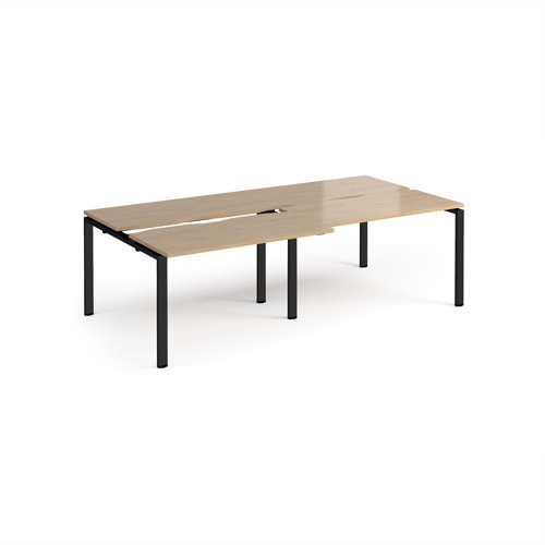 Adapt sliding top double back to back desks 2400mm x 1200mm - black frame, kendal oak top