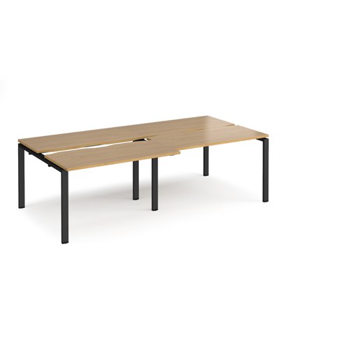 Adapt sliding top double back to back desks 2400mm x 1200mm - black frame, oak top
