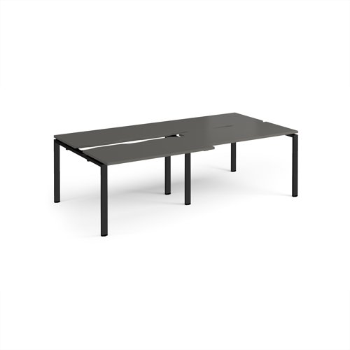 Adapt sliding top double back to back desks 2400mm x 1200mm - black frame, storm grey top