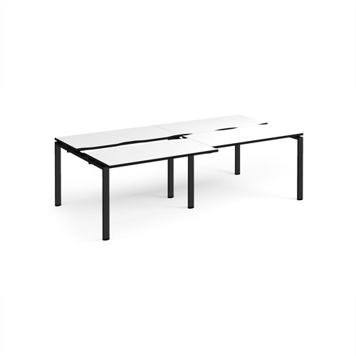 Adapt sliding top double back to back desks 2400mm x 1200mm - black frame, white top, black edge