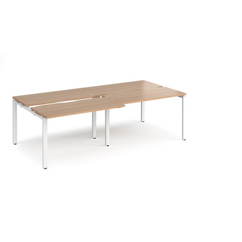 Adapt sliding top double back to back desks 2400mm x 1200mm - white frame, beech top