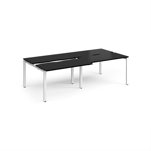 Adapt sliding top double back to back desks 2400mm x 1200mm - white frame, black top