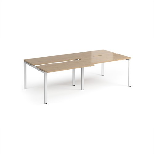 Adapt sliding top double back to back desks 2400mm x 1200mm - white frame, kendal oak top