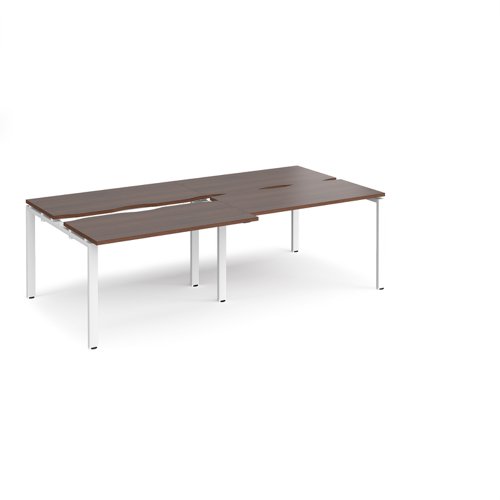 Adapt sliding top double back to back desks 2400mm x 1200mm - white frame, walnut top
