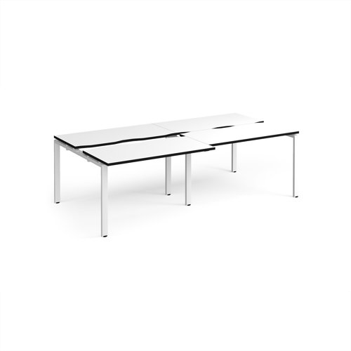Adapt sliding top double back to back desks 2400mm x 1200mm - white frame, white top, black edge