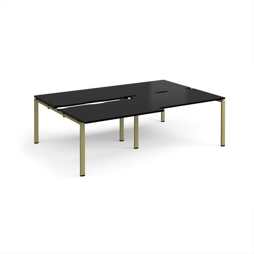 Adapt sliding top double back to back desks 2400mm x 1600mm - green frame, black top
