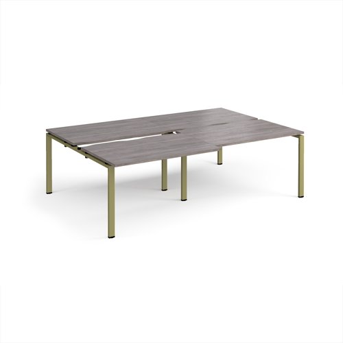 Adapt sliding top double back to back desks 2400mm x 1600mm - green frame, grey oak top