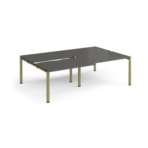 Adapt sliding top double back to back desks 2400mm x 1600mm - green frame, storm grey top