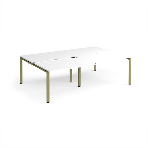 Adapt sliding top double back to back desks 2400mm x 1600mm - green frame, white top