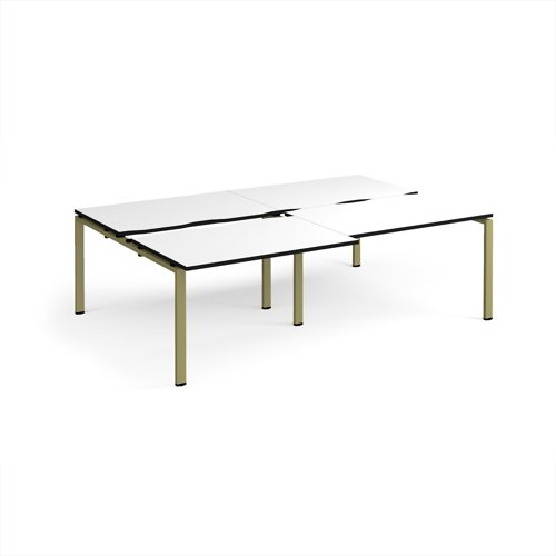 Adapt sliding top double back to back desks 2400mm x 1600mm - green frame, white top, black edge