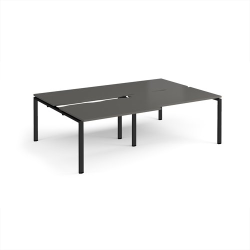 Adapt sliding top double back to back desks 2400mm x 1600mm - black frame, storm grey top