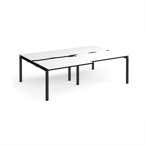 Adapt sliding top double back to back desks 2400mm x 1600mm - black frame, white top, black edge