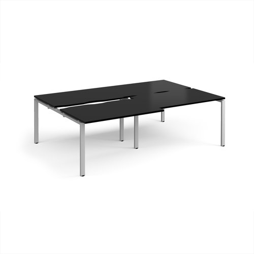 Adapt sliding top double back to back desks 2400mm x 1600mm - silver frame, black top