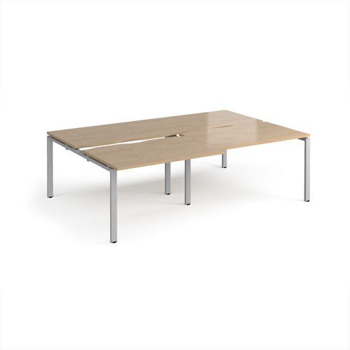 Adapt sliding top double back to back desks 2400mm x 1600mm - silver frame, kendal oak top