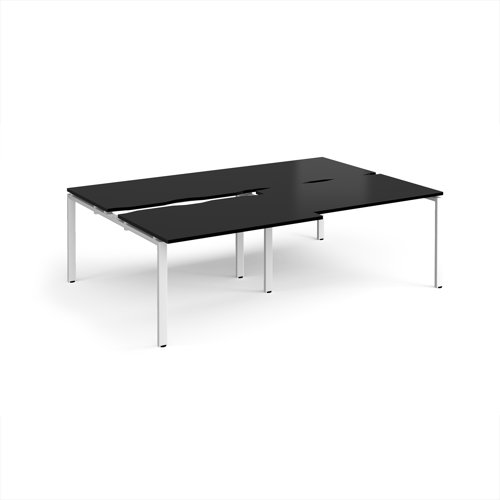 Adapt sliding top double back to back desks 2400mm x 1600mm - white frame, black top