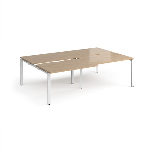 Adapt sliding top double back to back desks 2400mm x 1600mm - white frame, kendal oak top