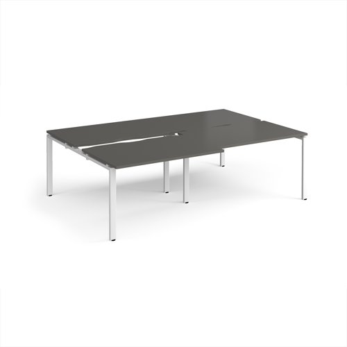 Adapt sliding top double back to back desks 2400mm x 1600mm - white frame, storm grey top